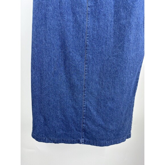 Vintage Lee Denim Jean Midi Skirt Size 18 Pockets Cotton Y2k 90s Modest Blue - Picture 2 of 12